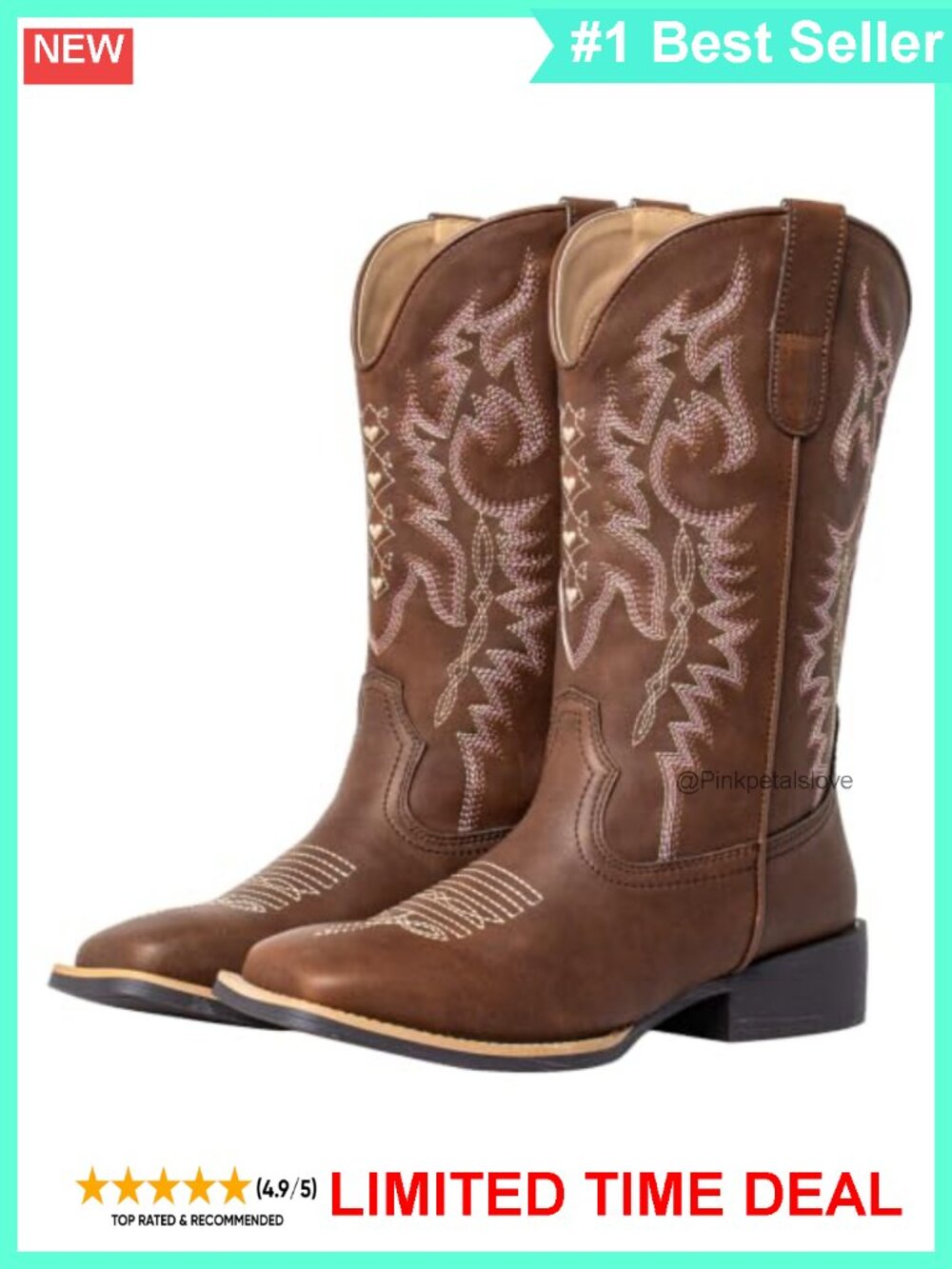 Square Toe Wide Calf Cowboy Boots Embroidered Western Boots
